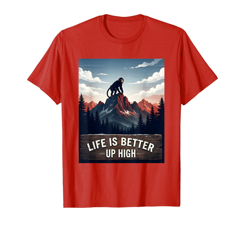 Mademark Life Is Better Up High Monkey Design T-Shirt - Men - Red