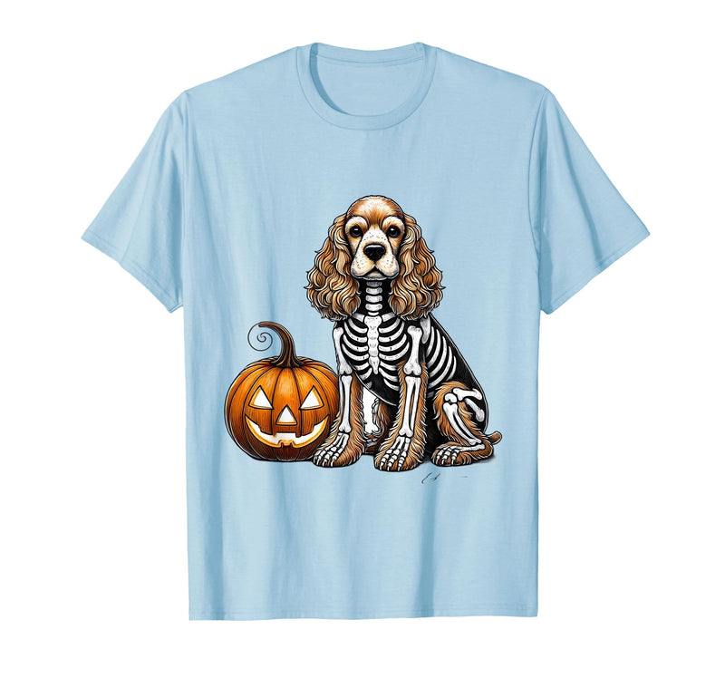 Spooky Cocker Spaniel Skeleton Costumes Halloween Cocker Spaniel Skeleton Jack O Lantern Funny Dog Halloween T-Shirt - Baby