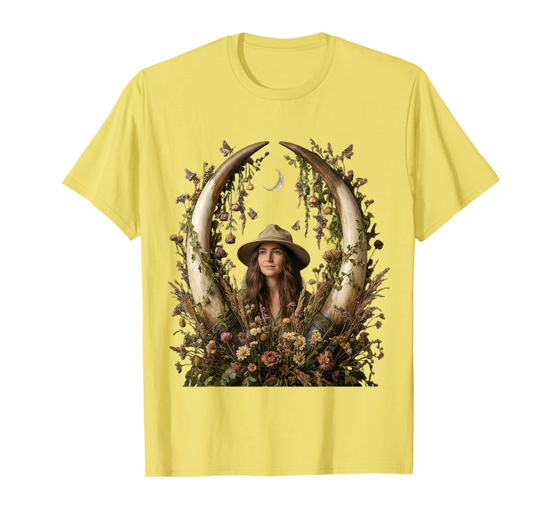 Mademark Safari Explorer Elephant Tusk Skull Framed Art T-Shirt - Men - Lemon Yellow