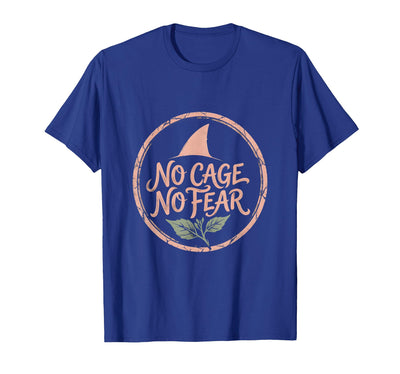 No Cage No Fear Bold Shark Graphic Design T-Shirt