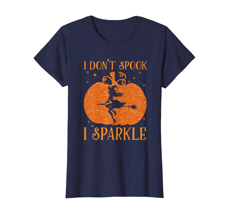 PDUS32 I Don't Spook I Sparkle Funny Halloween I Don't Spook I Sparkle Funny Halloween Girl Witch Pumpkin T-Shirt - Navy Blue