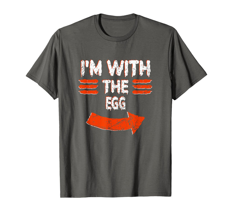 Halloween Mega Warehouse Vintage I'm with the Egg Lazy Halloween Costume T-Shirt - Asphalt Grey