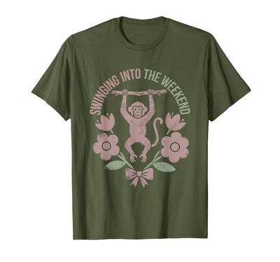 Swinging Into the Weekend Monkey Design T-Shirt - Men