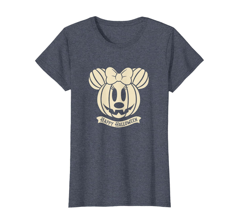 Disney Minnie Mouse Pumpkin Happy Halloween T-Shirt - Heather Blue