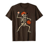 Funny Skeleton Baseball Tee Skeleton Baseball Halloween Costume Pitcher Sport Player T-Shirt - Brown