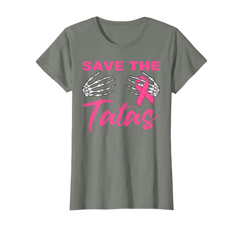 Amb Breast Cancer Awareness Month Warrior Survivor Save The Tatas Breast Cancer Pink Ribbon Skeleton Halloween T-Shirt -