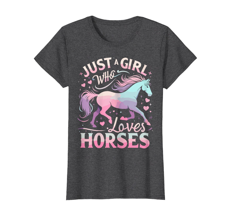 Funny Horse Lovers Just a Girl Who Loves Horses T-Shirt - Dark Heather Grey