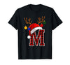Christmas Buffalo Plaid Alphabet Tees Letter M Name Initial Buffalo Plaid Alphabet Monogram T-Shirt - Black