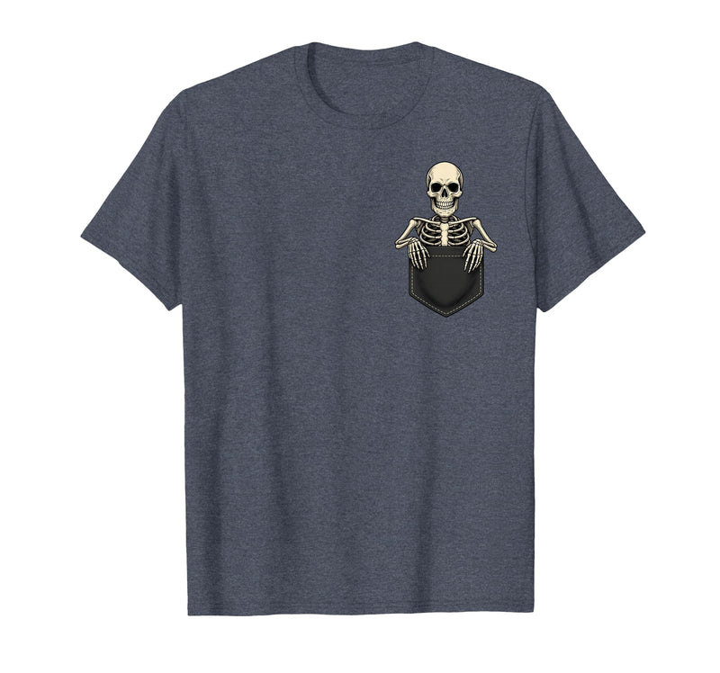 Funny Pocket Skeleton Halloween T Shirt For Men Funny Skeleton in The Pocket Halloween Kids Teens Adults T-Shirt - Heather