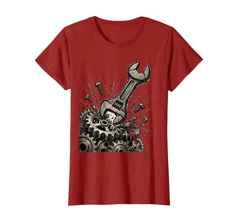 Mademark Monkey Wrench In The Gears Graphic Design T-Shirt - Women - Cranberry Red
