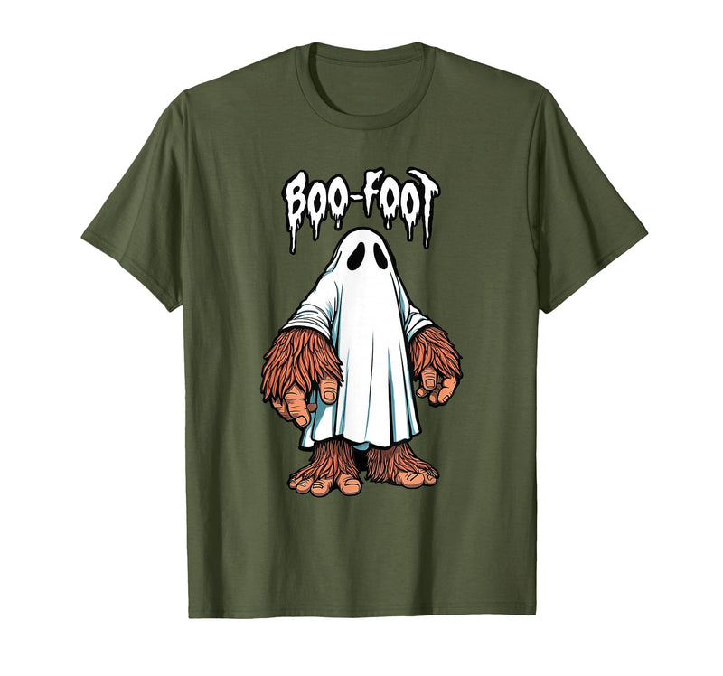 Spooky Bigfoot Sasquatch Ghost Halloween Humor Fun Boo Foot Bigfoot Ghost Sasquatch Halloween Funny Humor T-Shirt - Olive