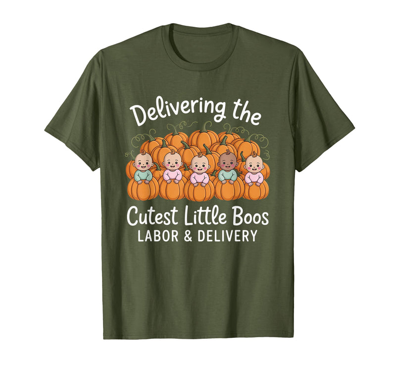 Spooky Nurse Halloween Labor and Delivery Gift Tee Delivering The Cutest Boos Labor & Delivery Halloween Nurse T-Shirt -