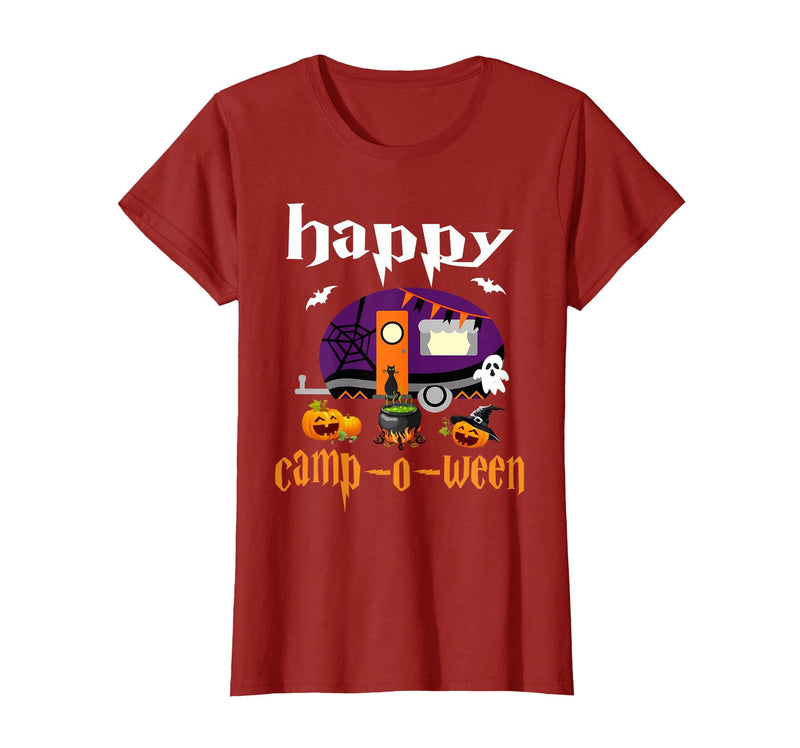 Camping camper Halloween Costume Apparel co Happy Camp-O-Ween Halloween Camping Camper T-Shirt - Cranberry Red