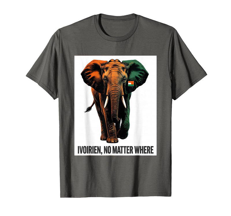 Mademark Ivoirien, No Matter Where Patriotic Elephant Design T-Shirt - Men - Asphalt Grey