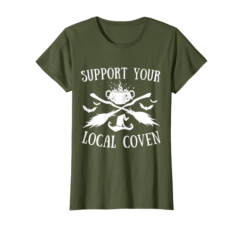 Support Your Local Coven Halloween tee Support Your Local Coven Halloween Coven Witch T-Shirt - Olive Green
