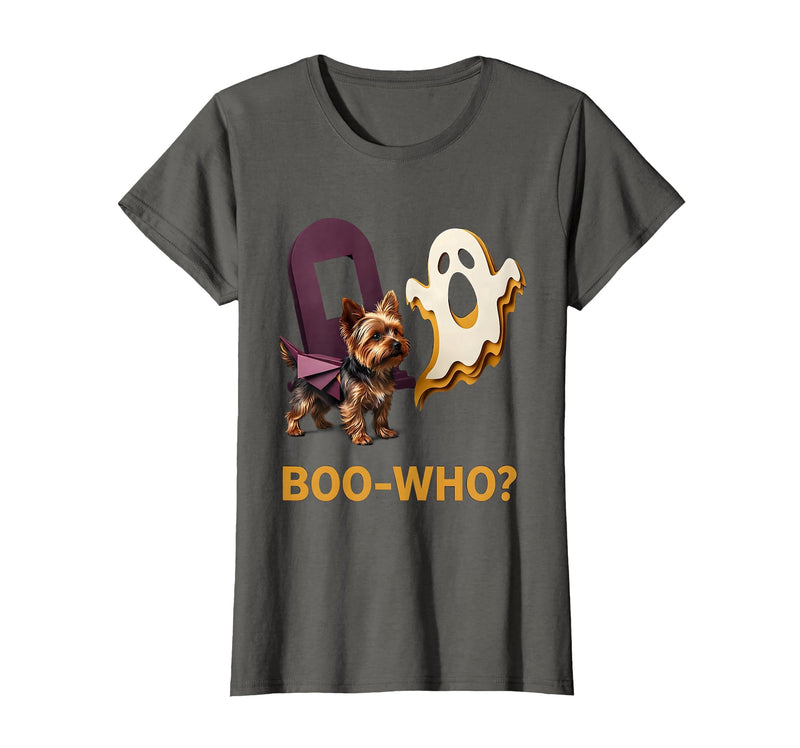 Mademark Boo-Who? Funny Yorkie Skeleton Halloween Dog Lover T-Shirt - Asphalt Grey