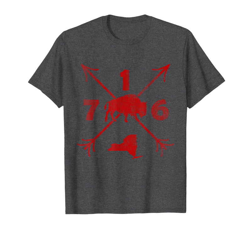 Vacation & Gift Buffalo New York by Addi Buffalo New York NY | Area Code 716 T-Shirt - Dark Heather Grey