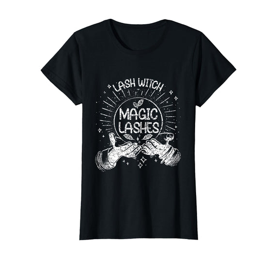 Lash Witch Lash Artist Halloween Lash Tech Quote Lash Witch Magic Eyelashes Artist Lash Tech Halloween T-Shirt - Black