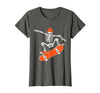 Funny Boys Kids Skeleton Skater Art Skateboarding Skeleton Riding Skateboard Halloween Skater T-Shirt - Asphalt Grey