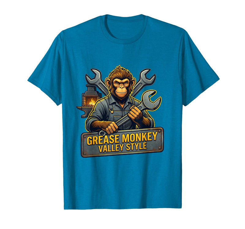 Mademark Grease Monkey Valley Style Automotive Design T-Shirt - Men - Sapphire Blue