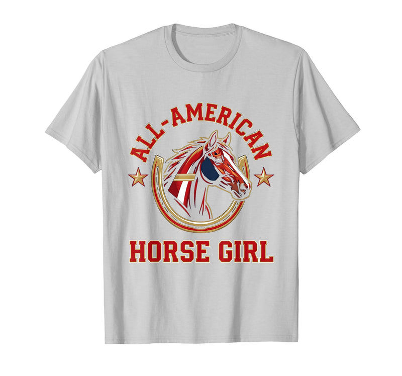 Mademark All-American Horse Girl Bold Varsity Horse Design T-Shirt - Men - Silver Grey