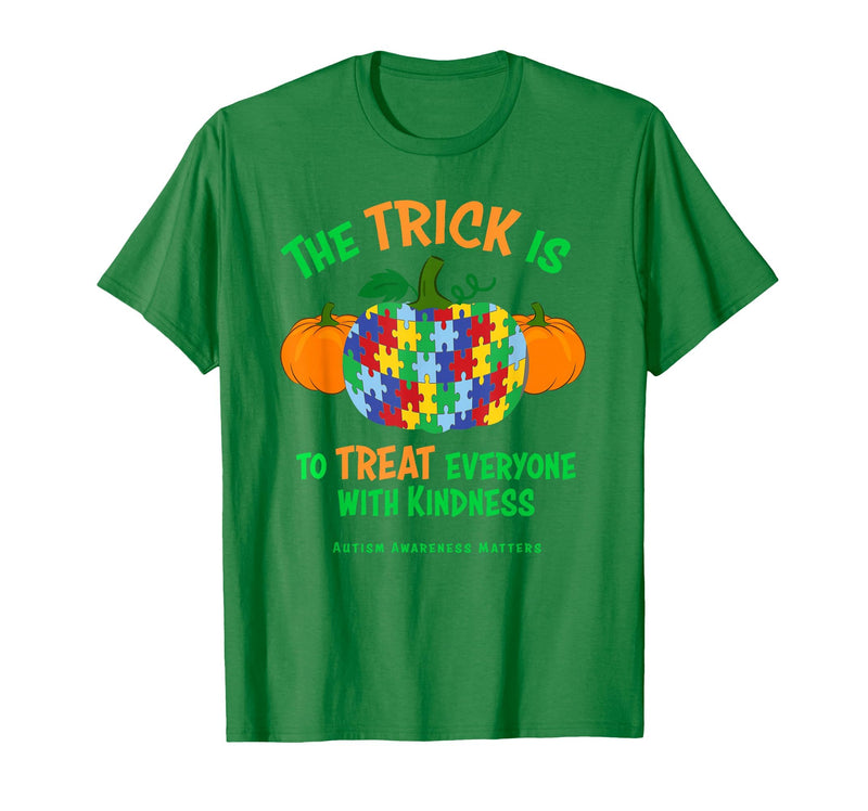 Presto Autism Awareness Halloween October Pumpkin Autism Awareness Halloween Fall October Puzzle Pumpkin T-Shirt - Kelly