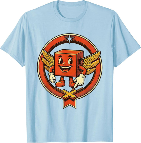 Men's Square Root of 4489 Geometric Cube Unfolding T-Shirt - Baby Blue