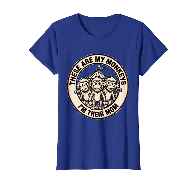Mademark These Are My Monkeys I'm Their Mom Circus Design T-Shirt - Women - Royal Blue