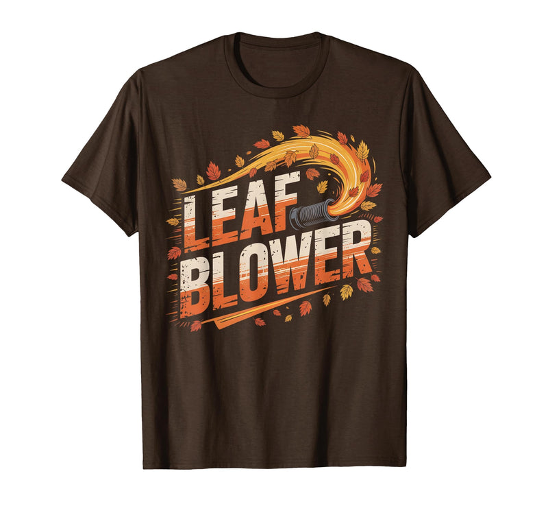 Funny Leaf Blower Fall Costume Couple Halloween Tee T-Shirt - Brown