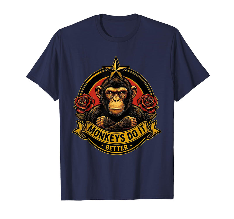 Mademark Monkeys Do It Better Funny Primate Design T-Shirt - Men - Navy Blue