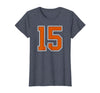 Number 15 Jersey Player Uniform #15 Gifts Burnt Orange White Number 15 Jersey Player Uniform #15 T-Shirt - Heather Blue