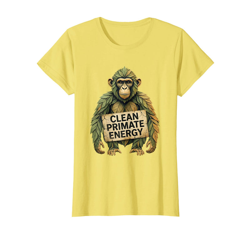 Mademark Clean Primate Energy Monkey Sober Men Design T-Shirt - Women - Lemon Yellow