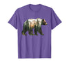 Bear Designs. Bear Forest Mountains Trees Nature Sunset Outdoor Graphic T-Shirt - Purple Heather