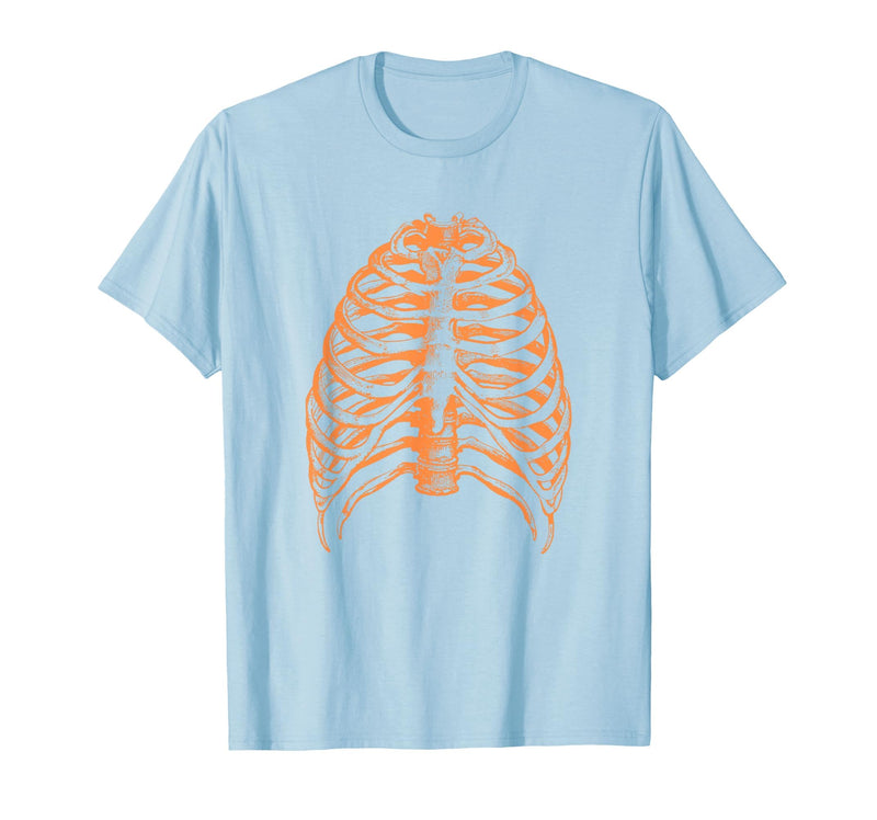 Orange Halloween Rib Cage Ribcage T-Shirt - Baby Blue