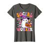 Groovy Social Worker Halloween Ghost Costume Halloween Social Worker Ghost Cute Social Worker Halloween T-Shirt - Asphalt