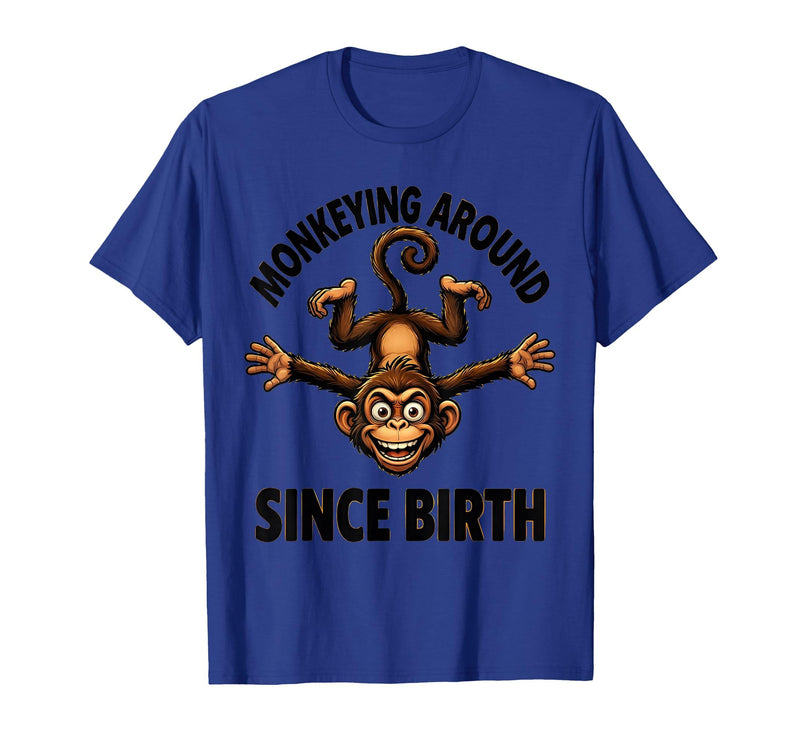 Mademark Monkeying Around Since Birth Funny Monkey Design T-Shirt - Men - Royal Blue