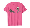 Pitbull Halloween Costume Funny Pitbull Skeleton Hand Halloween T-Shirt - Pink Heather