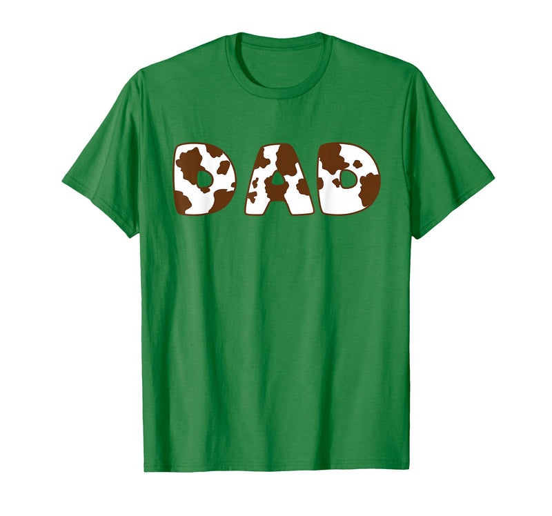 Cow Print For Family Matching Outfits DAD Cow Brown White Animal Print, Cow Pattern Farmer DAD T-Shirt - Kelly Green