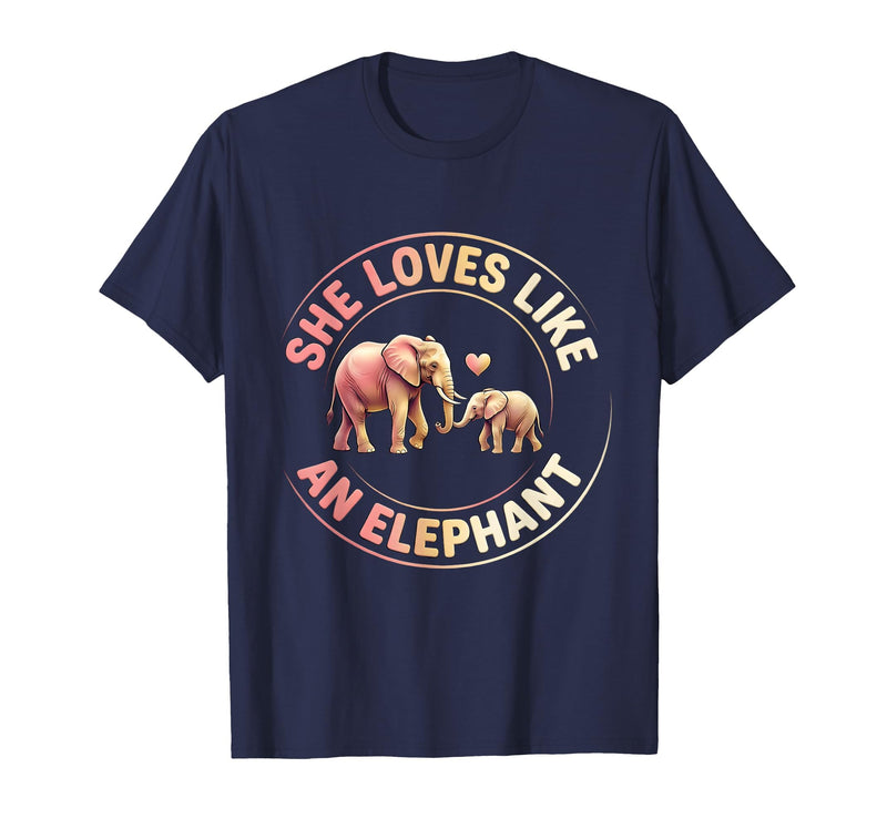 Mademark She Loves Like An Elephant Mother Child Bond T-Shirt - Men - Navy Blue
