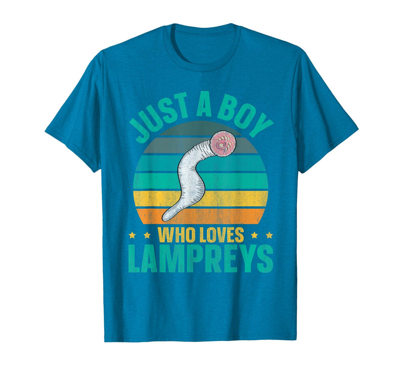 Sea Lamprey Fish Quote Just a boy who Loves Lampreys Quote for a Lamprey Boy T-Shirt - Sapphire Blue
