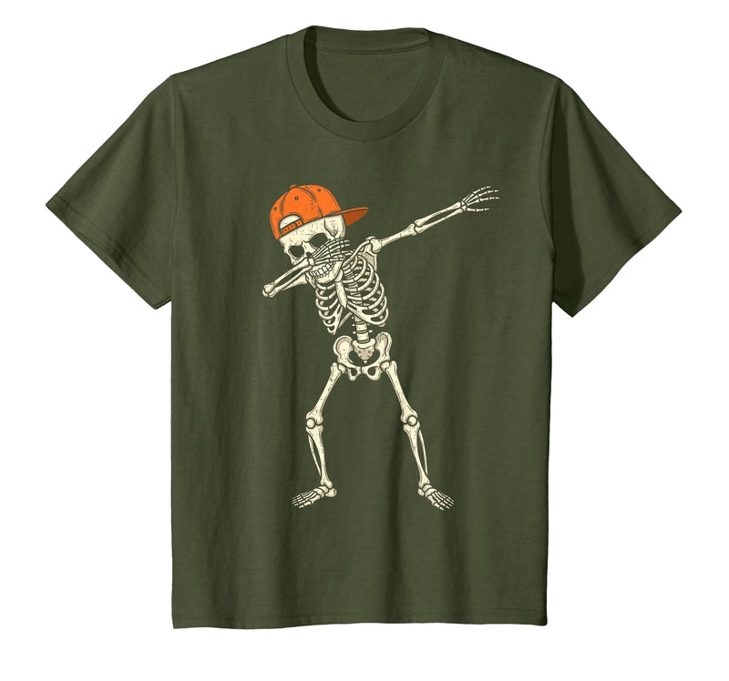 Funny Halloween Tees for Men Women Kids. Halloween Shirts Cool Teen Boys Skeleton Dab Mens Halloween T-Shirt - Olive Green