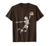 Halloween Shirts Women Men Kids Volleyball Skeleton Halloween Player Catcher Mens Boys Kids T-Shirt - Brown