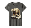Mademark Mama Polar Bear and Cub Snowy Cliff Illustration T-Shirt - Asphalt Grey