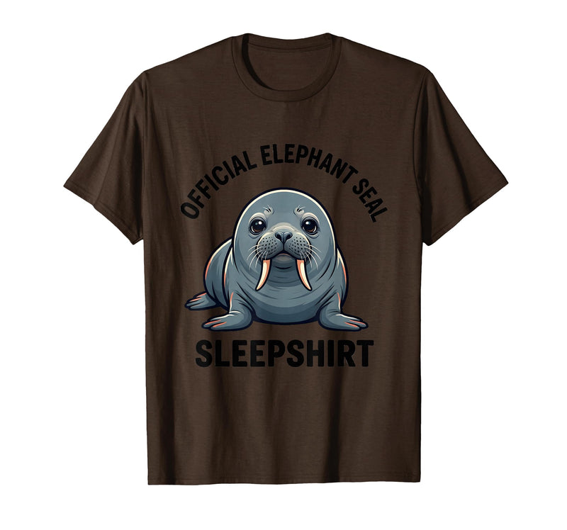 Mademark Official Elephant Seal Sleepshirt Cute Animal Humor T-Shirt - Men - Brown