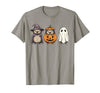 Funny Retro Hedgehog Halloween Witch Spooky Ghost Hedgehog Lover Pumpkin Halloween T-Shirt - Slate Grey