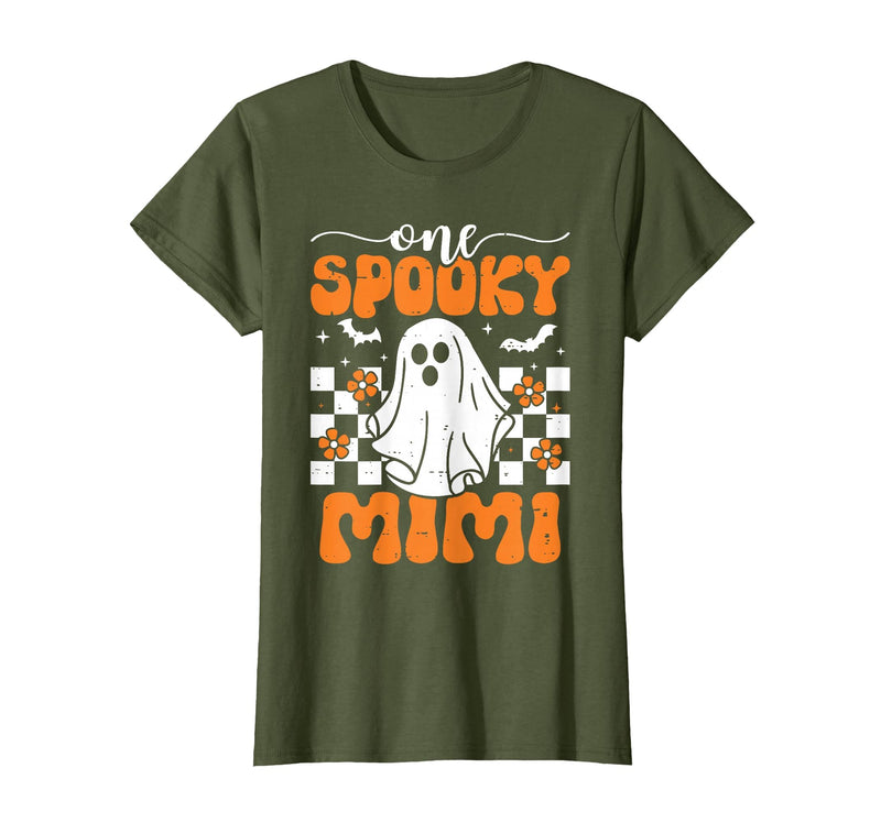 One Spooky Mimi Halloween Family Matching One Spooky Mimi Matching Family Halloween Costumes T-Shirt - Olive Green