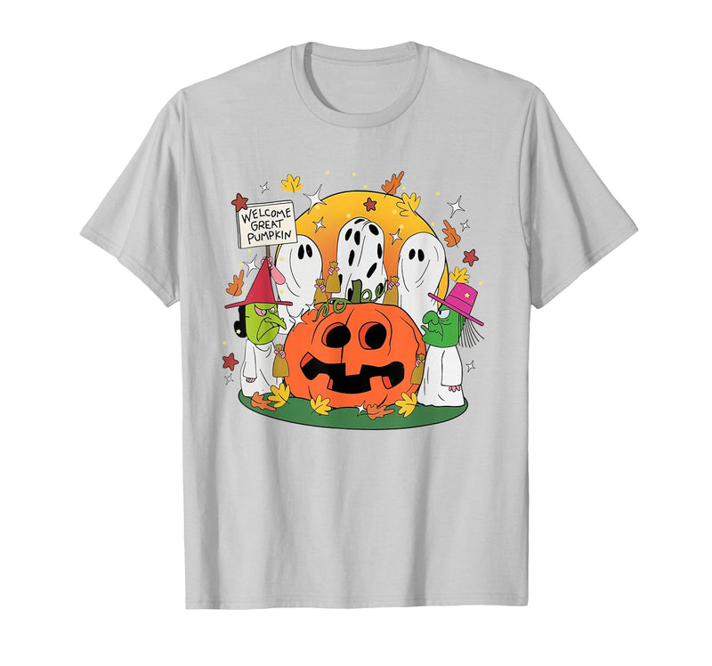 Funny Halloween gift tee Welcome Great Pumpkin Boo Witch Pumpkin Halloween T-Shirt - Silver Grey