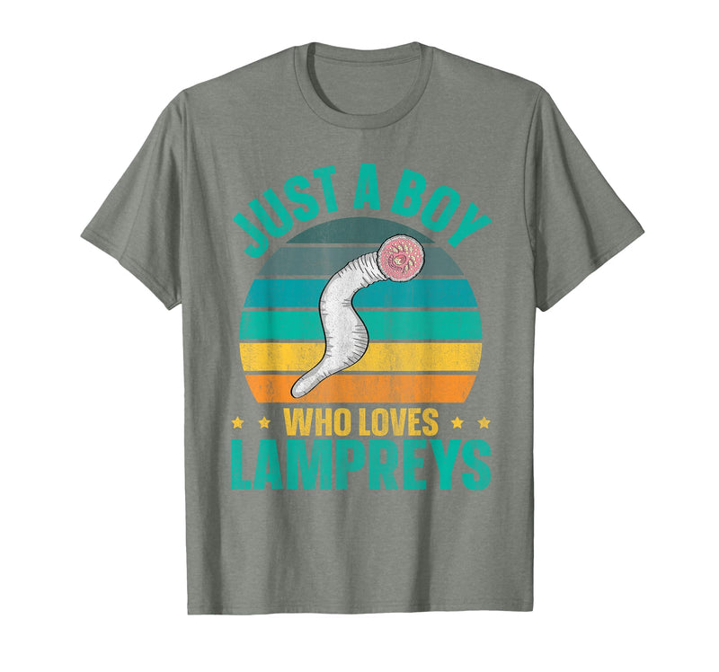 Sea Lamprey Fish Quote Just a boy who Loves Lampreys Quote for a Lamprey Boy T-Shirt - Olive Heather