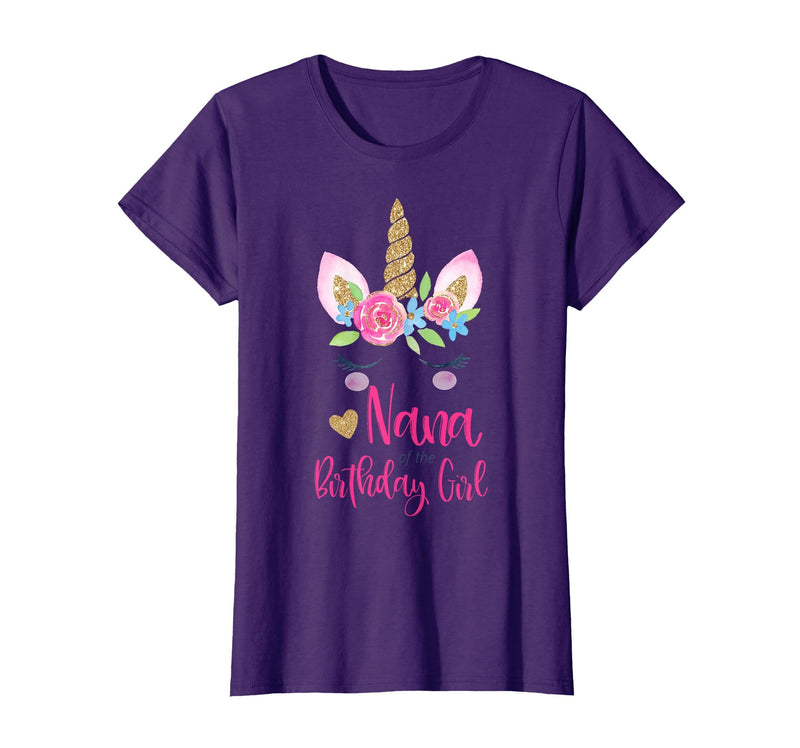 Unicorn Birthday Girl Family Shirts Unicorn Nana of The Birthday Girl Shirt Matching Party Tee T-Shirt - Purple