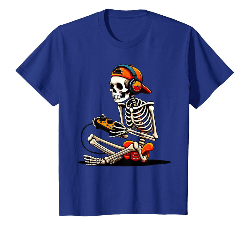 halloween skeleton shirts for teen boys men kids Halloween Skeleton Gamer Video Gaming Funny Gaming Skeleton T-Shirt - Royal